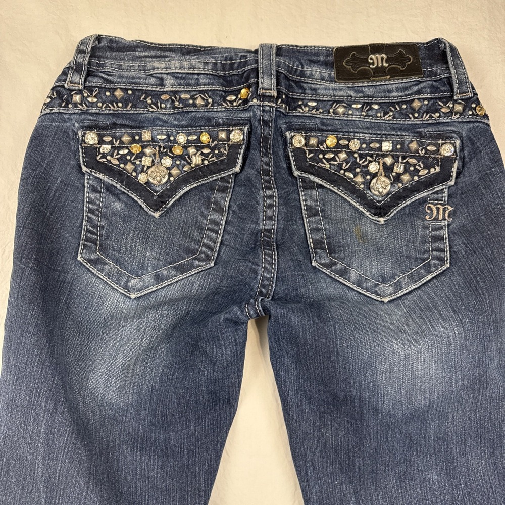 Miss Me Jeans Women 27x29 SKINNY Embellished Stretch STUDDED RHINESTONES